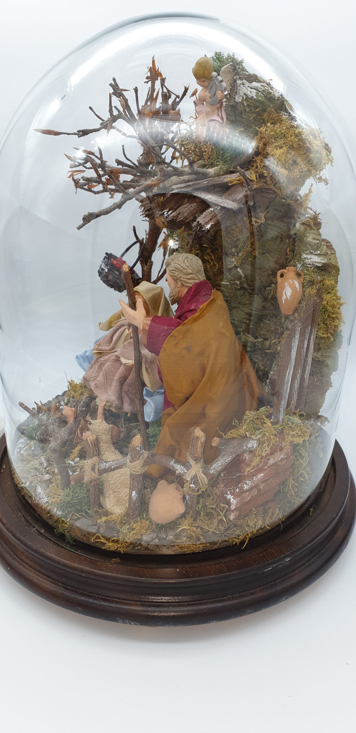 Campana artigianale con luce 25x30, pastori in TC vestiti (4)