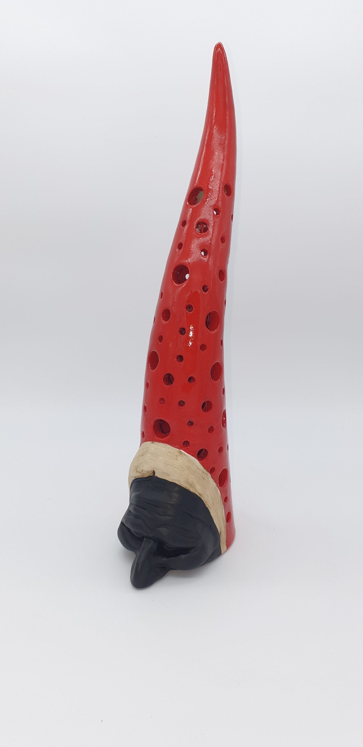Corno in terracotta da appoggio, + luce, H 30cm