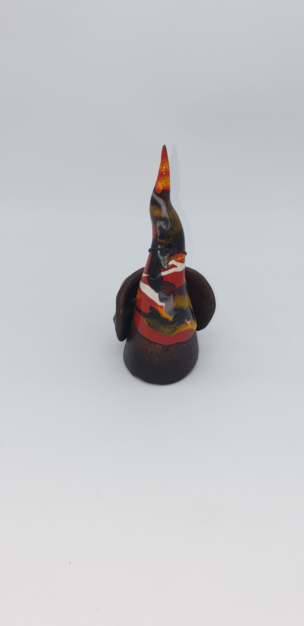 Corno in terracotta smaltata + mascherina, H 15cm (2)